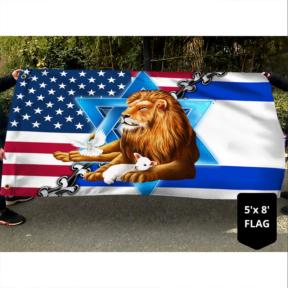 Jewish Israel, Lion Of Judah Israel American Grommet Flag