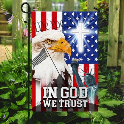 Veterans Day Flag - In God We Trust, We The People, Christian Cross American Eagle Flag