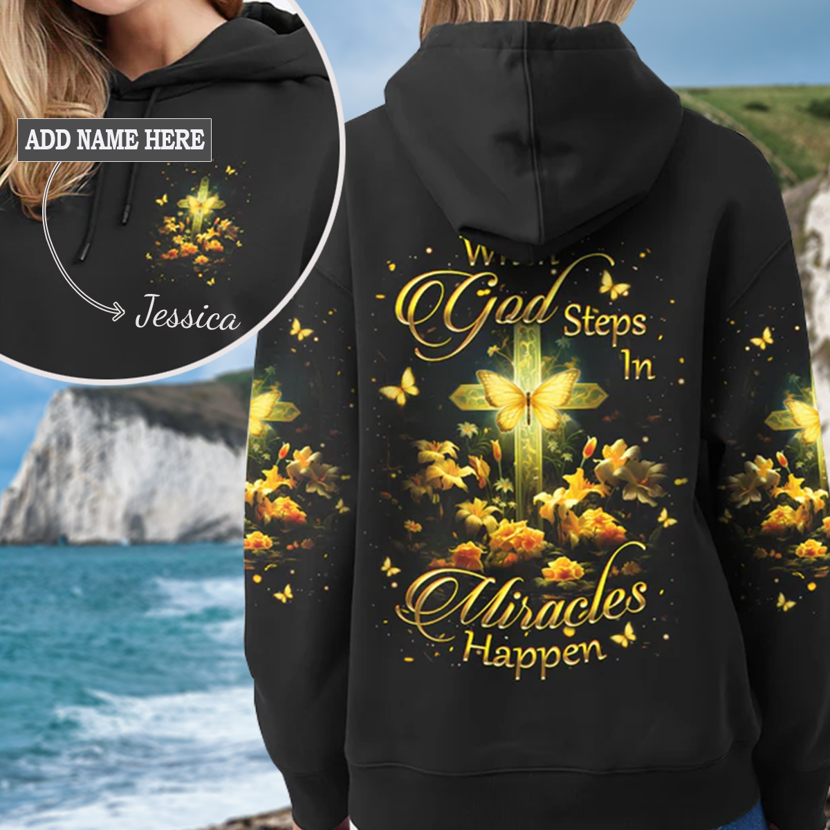 When God Steps In Miracles Happen Women's All Over Print Hoodie