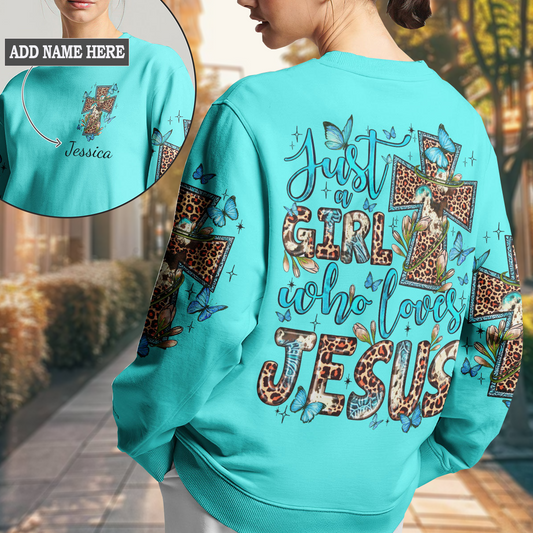 Just A Girl Who Loves Jesus Women's All Over Print Sweatshirt