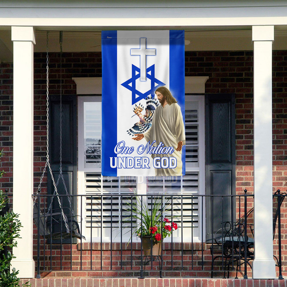 One Nation Under God Israel Jesus Christ Hoopoes Bird Flag