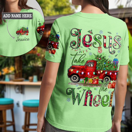 Jesus Take The Wheel Christmas T-Shirt 3