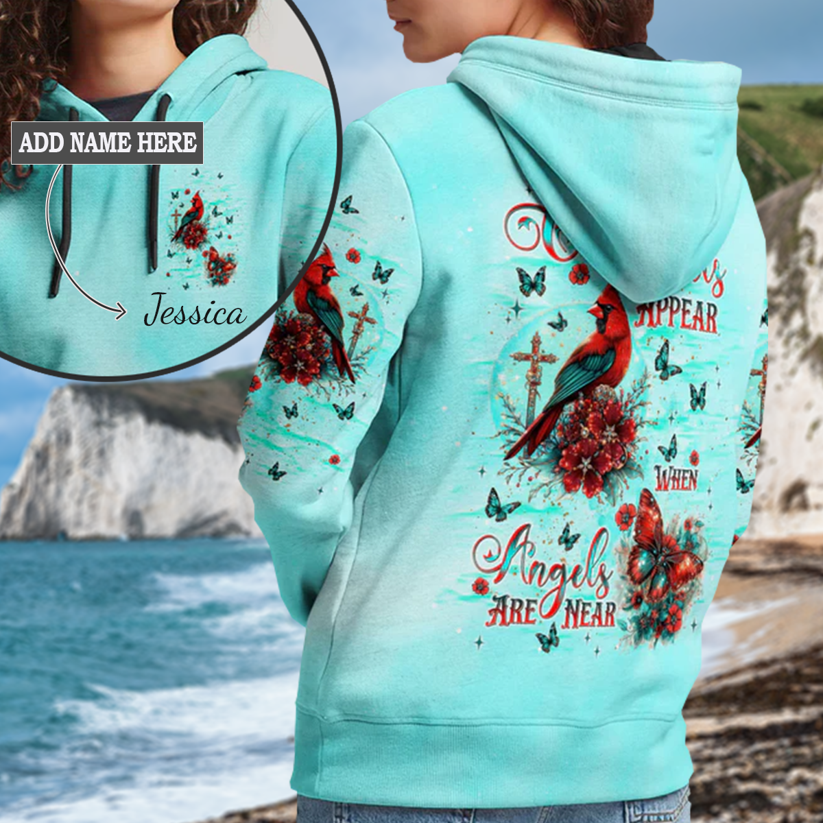 When Cardinals Appear Angels Are Near Women's All Over Print Hoodie 1