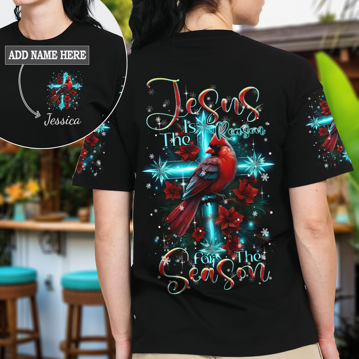 Jesus The Reason Cardinal Christmas Women's All Over Print Tshirt