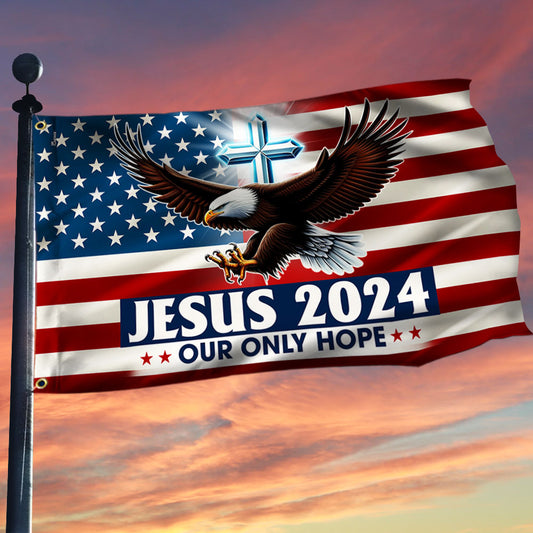 Jesus Our Hope American Eagle Grommet Flag