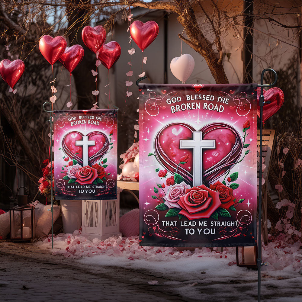 God Blessed Us, Christian Heart Valentine Flag