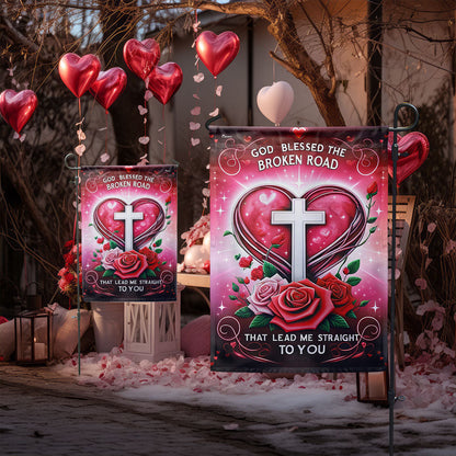 God Blessed Us, Christian Heart Valentine Flag
