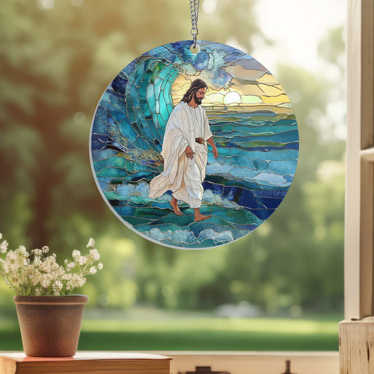 Jesus Walks on Water Suncatcher Acrylic Hanging