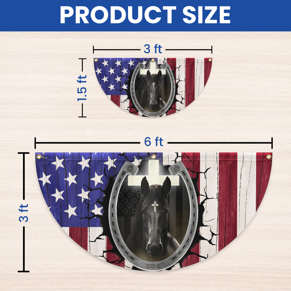 Flagwix American Flag - Happy 4th of july, Christian Patriotic Horse American Non-Pleated Fan Flag