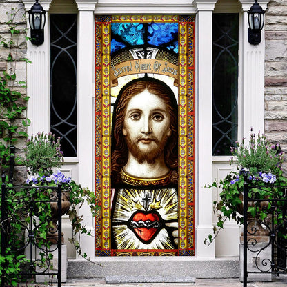 Sacred Heart Of Jesus. Christian Door Cover