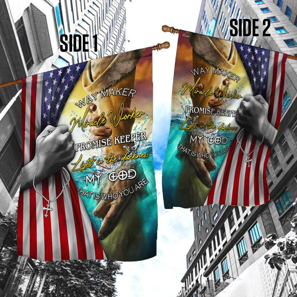 Jesus - Way Maker Miracle Worker Promise Keeper American Flag