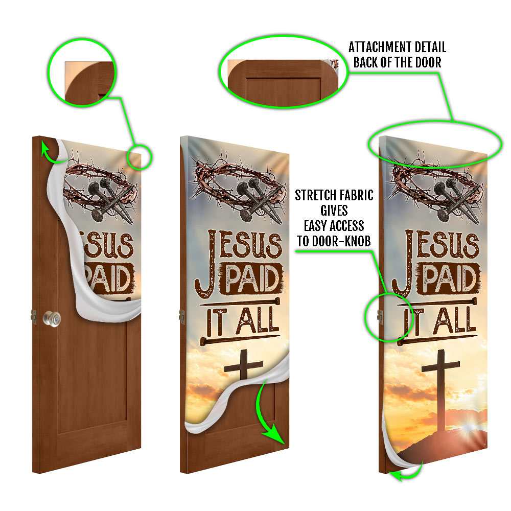 Jesus Door Cover Christian Jesus Paid It All Door Decor