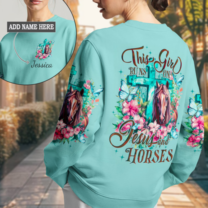 Runs On Jesus And Horses Women's All Over Print Sweatshirt