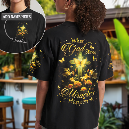 When God Steps In Miracles Happen Women's All Over Print Tshirt