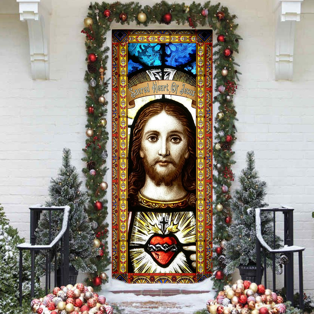 Sacred Heart Of Jesus. Christian Door Cover