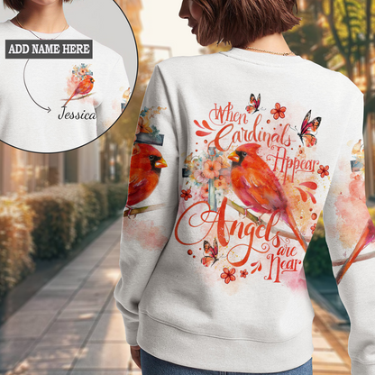 When Cardinals Appear Angels Are Near Women's All Over Print Sweatshirt