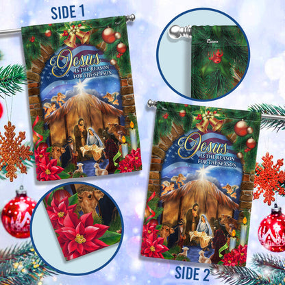 Nativity of Jesus Christmas Flag Jesus Is The Reason For The Season Flag