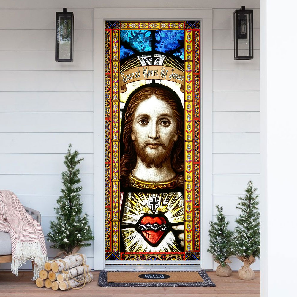 Sacred Heart Of Jesus. Christian Door Cover