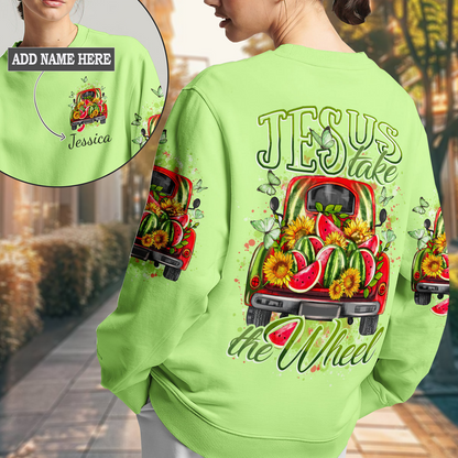 Jesus Take The Wheel Watermelon Women's All Over Print Sweatshirt 6