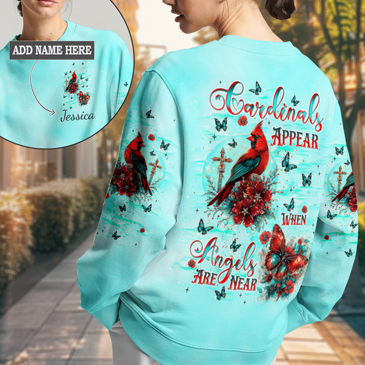 When Cardinals Appear Angels Are Near Women's All Over Print Sweatshirt 1