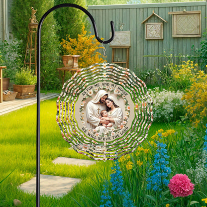 Holy Family Jesus Wind Spinner As For Me And My House We Will Serve The Lord