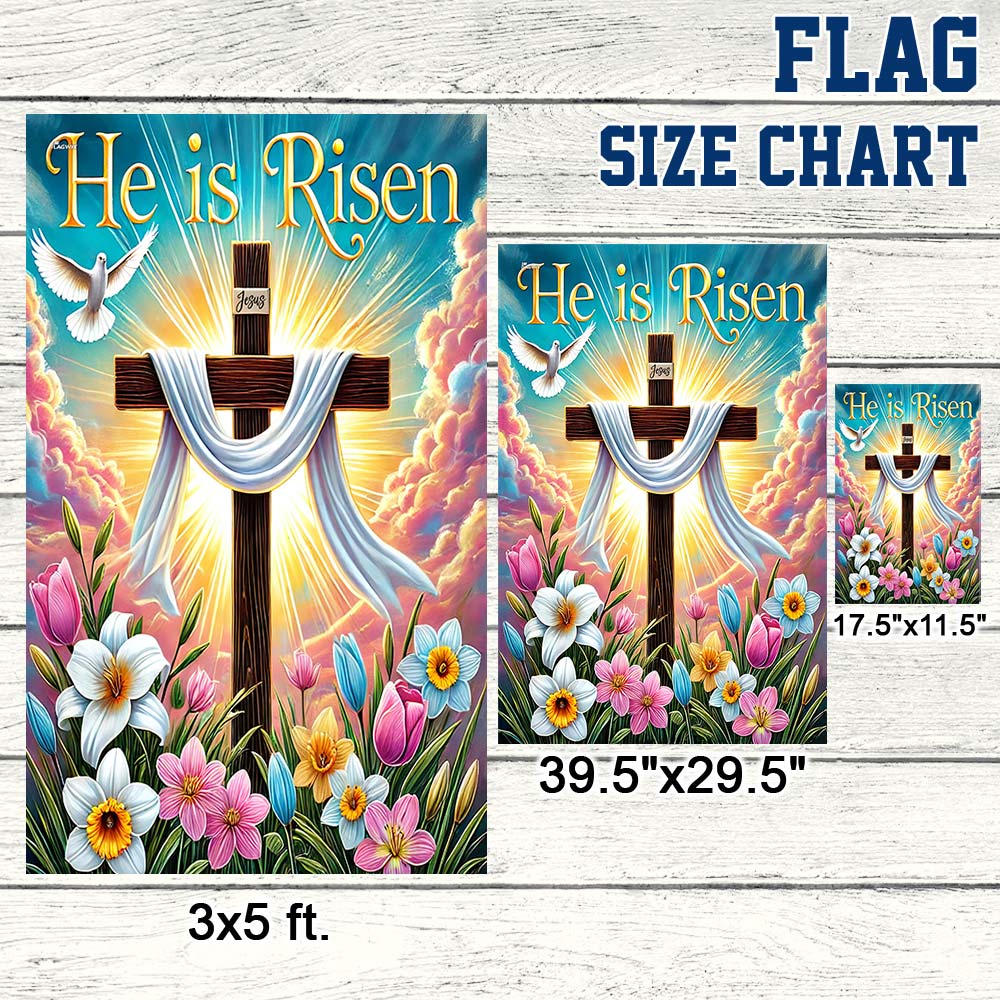 Easter Cross He Is Risen Flag