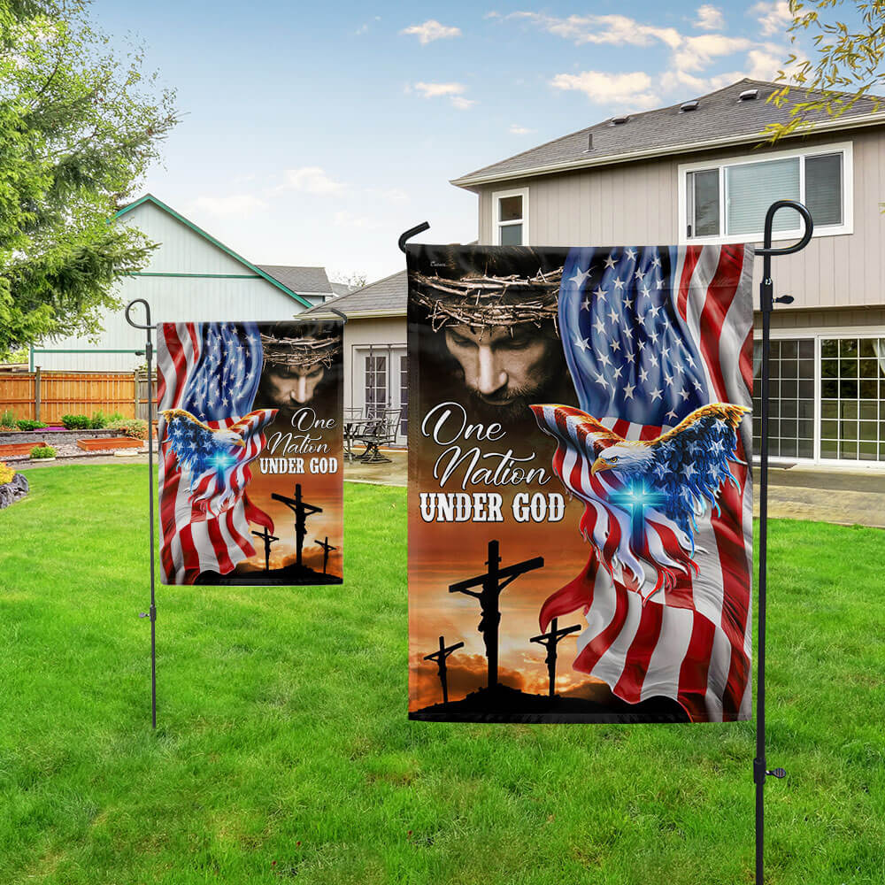 Flagwix American Flag - One Nation Under God, Jesus Christian American Patriotic Eagle Flag