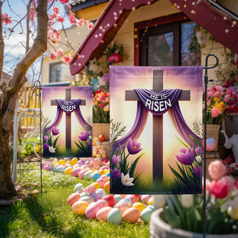 FLAGWIX Jesus Easter Day He Is Risen Christian Cross Flag