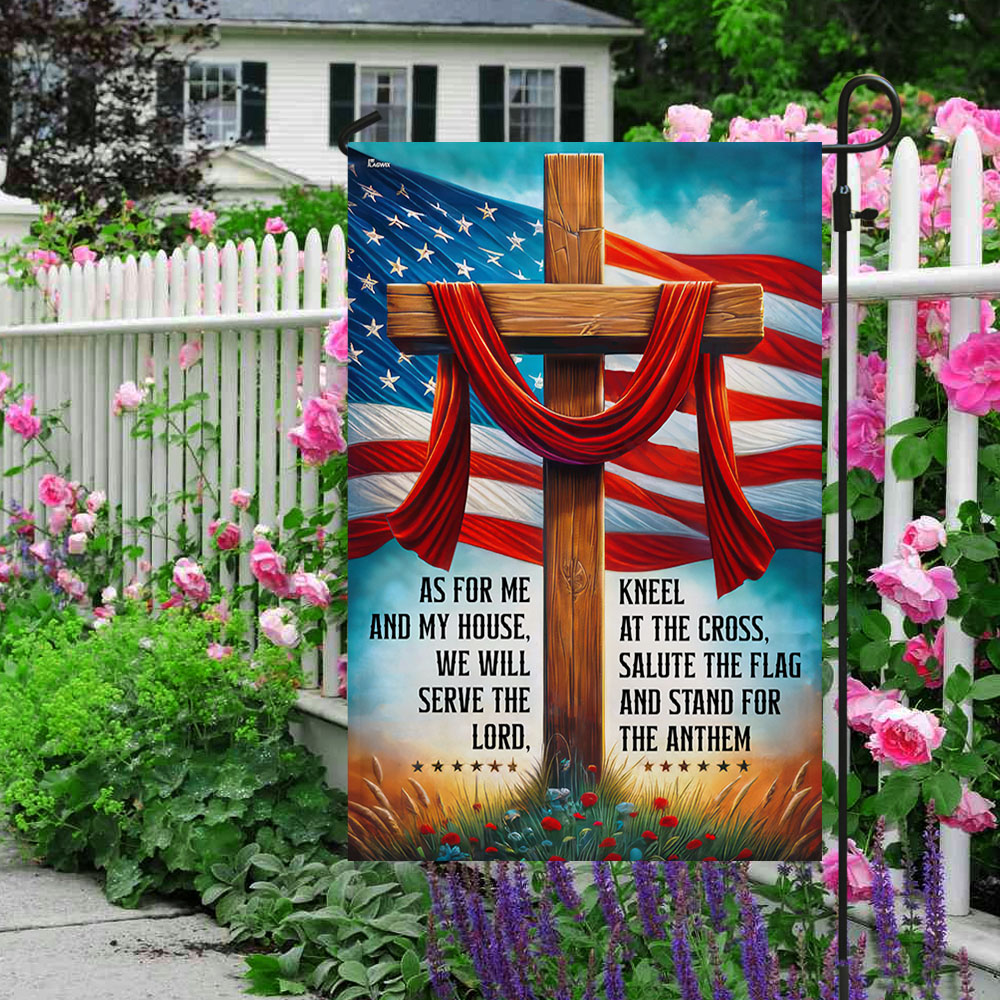 FLAGWIX  Jesus Cross American Flag As For Me And My House We Will Serve The Lord Flag