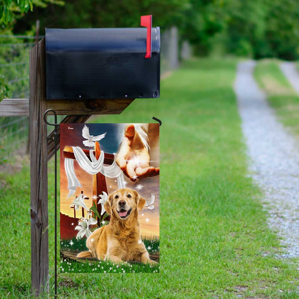 Jesus Is My Savior Golden Retriever Is My Therapy, Jesus Christ Dog FLAGWIX  ™ Golden Retriever Flag