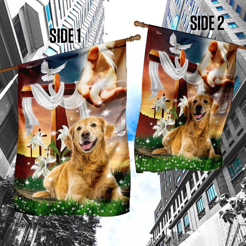 Jesus Is My Savior Golden Retriever Is My Therapy, Jesus Christ Dog FLAGWIX  ™ Golden Retriever Flag