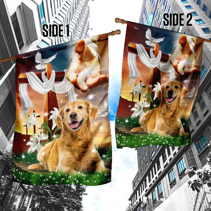Jesus Is My Savior Golden Retriever Is My Therapy, Jesus Christ Dog FLAGWIX  ™ Golden Retriever Flag