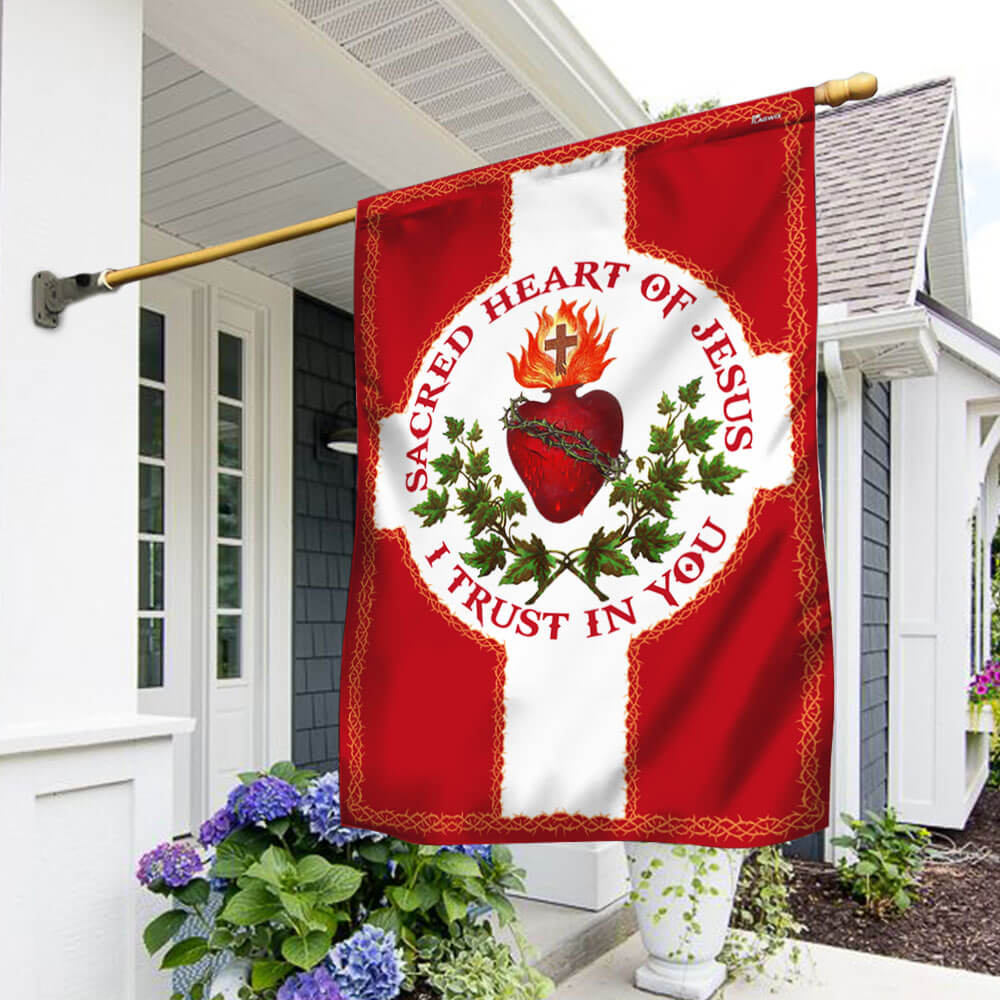 Sacred Heart Of Jesus I Trust In You Christian Catholic Flag 3-Day Shipping