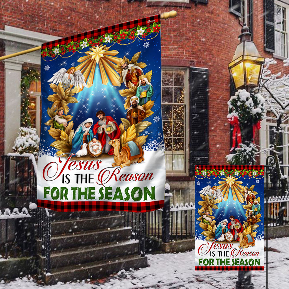 Jesus Christmas Flag Jesus Is The Reason For The Season Holy Night Nativity of Jesus Flag
