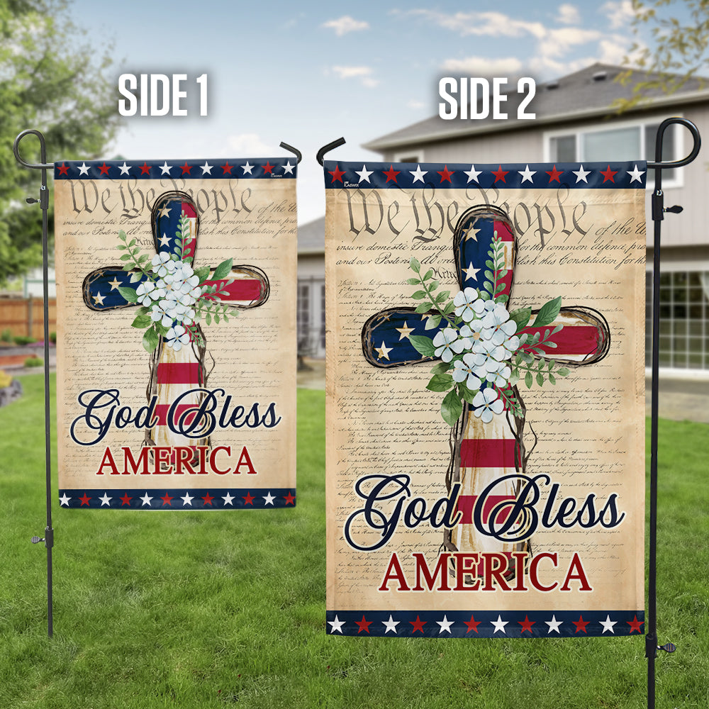 Flagwix American Flag - Patriotic God Bless America 4th of july Christian Cross Flag