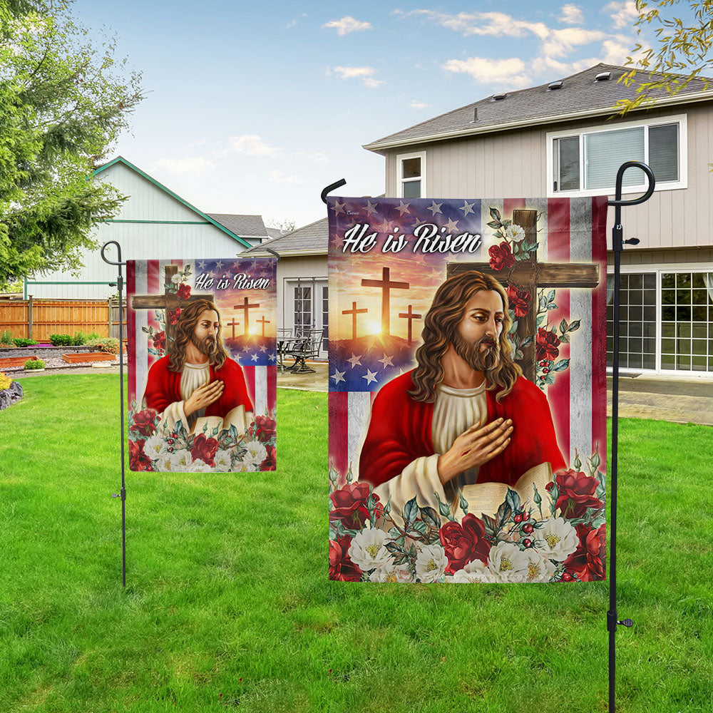 Easter Jesus Christ He Is Risen Flag