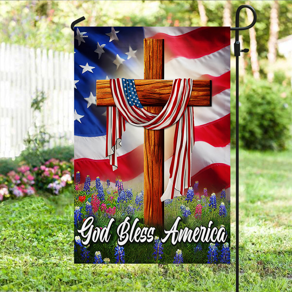 Jesus Christian Cross American Flag God Bless America Flag