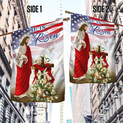 Easter Jesus He Is Risen American Flag
