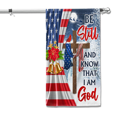 Jesus Christ Cross Christmas Flag  Be Still &amp; Know That I Am God Flag