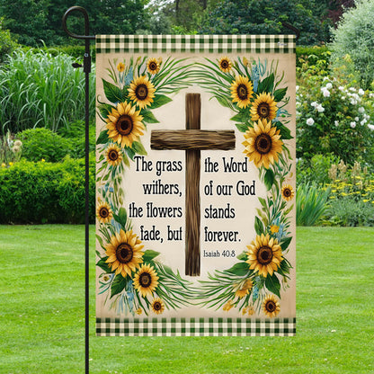 Bible Verse Christian Flag The Word Of Our God Stands Forever Flower Garden House Flag