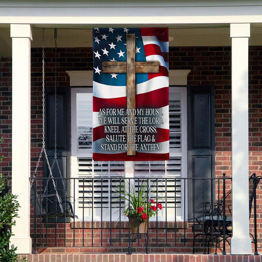 FLAGWIX  Jesus Cross Patriotic Flag As For Me And My House We Will Serve The Lord Flag