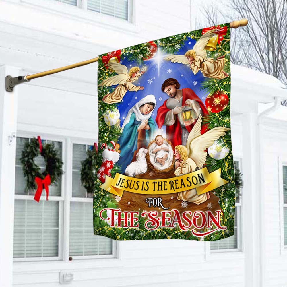Nativity of Jesus Holy Night Christmas Flag Jesus Is The Reason For The Season