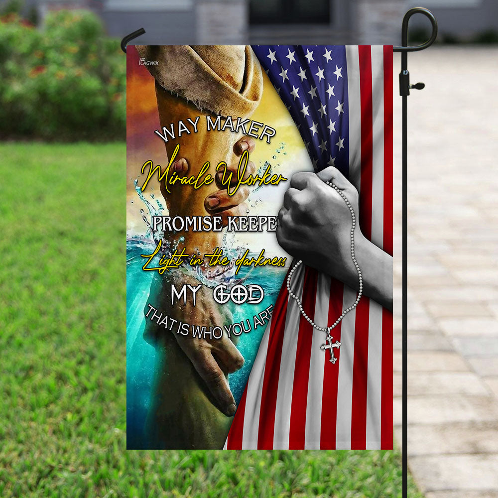 Jesus - Way Maker Miracle Worker Promise Keeper American Flag