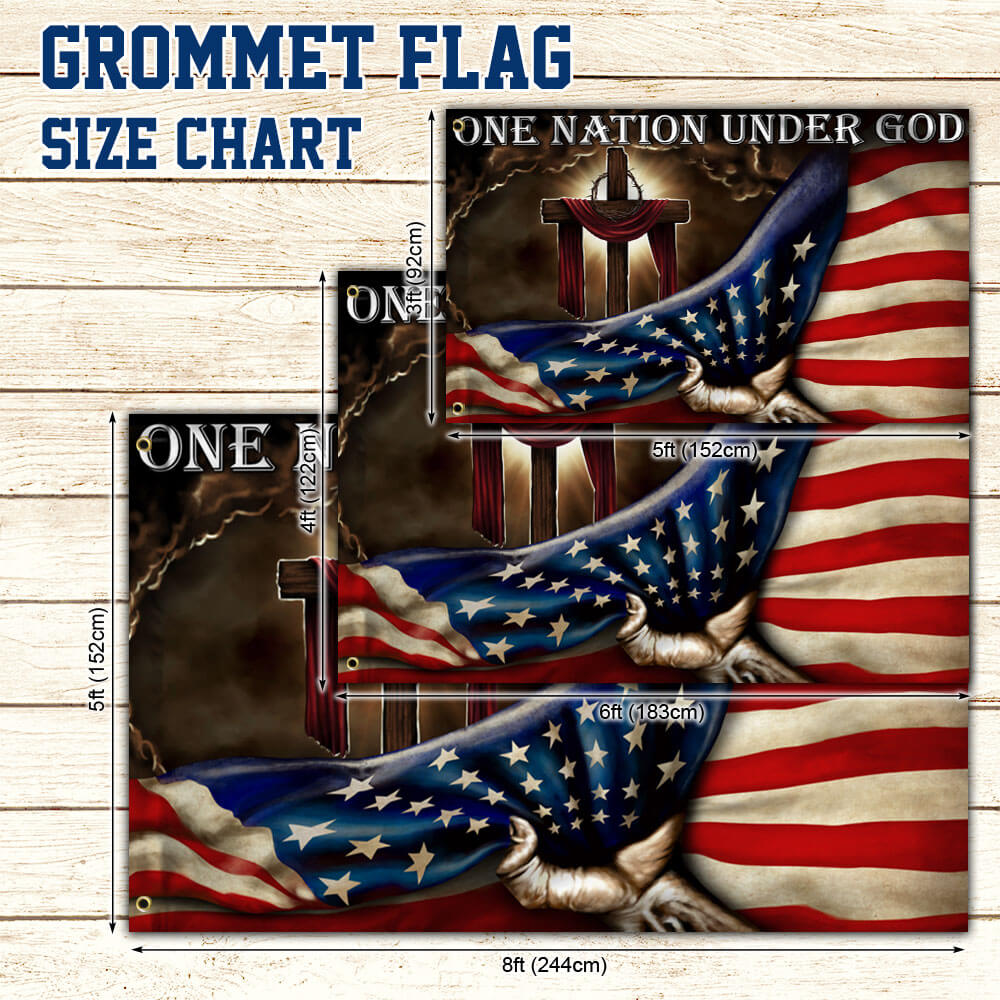 One Nation Under God. Christian Cross American Flag
