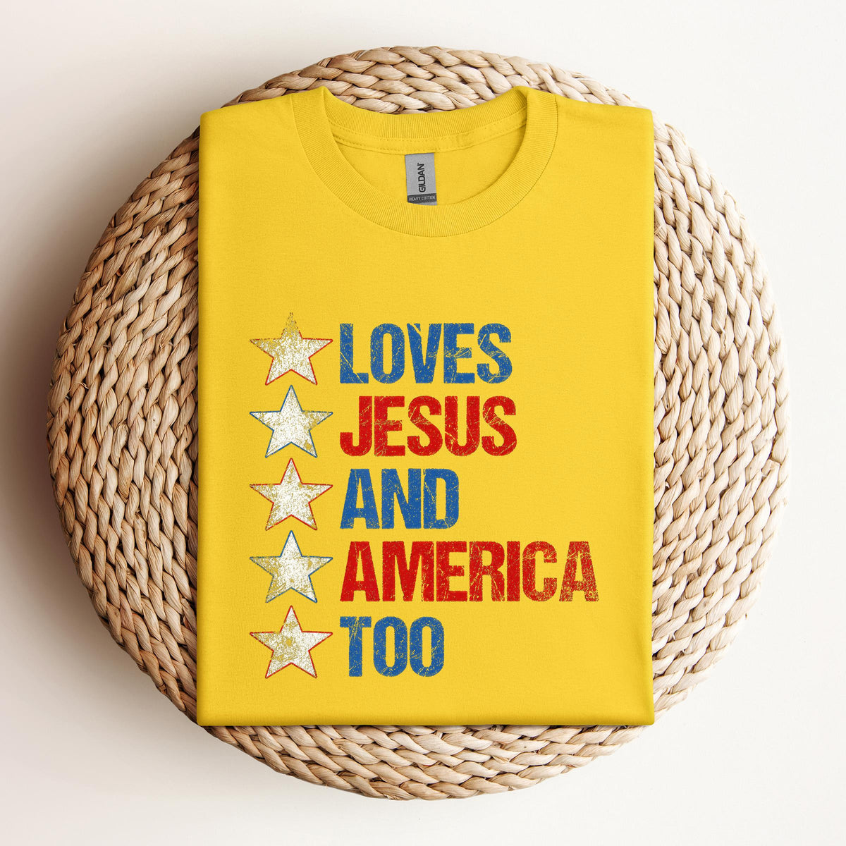 4th Of July Shirt Retro Loves Jesus and America Too Banner 1