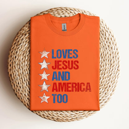 4th Of July Shirt Retro Loves Jesus and America Too Banner 1