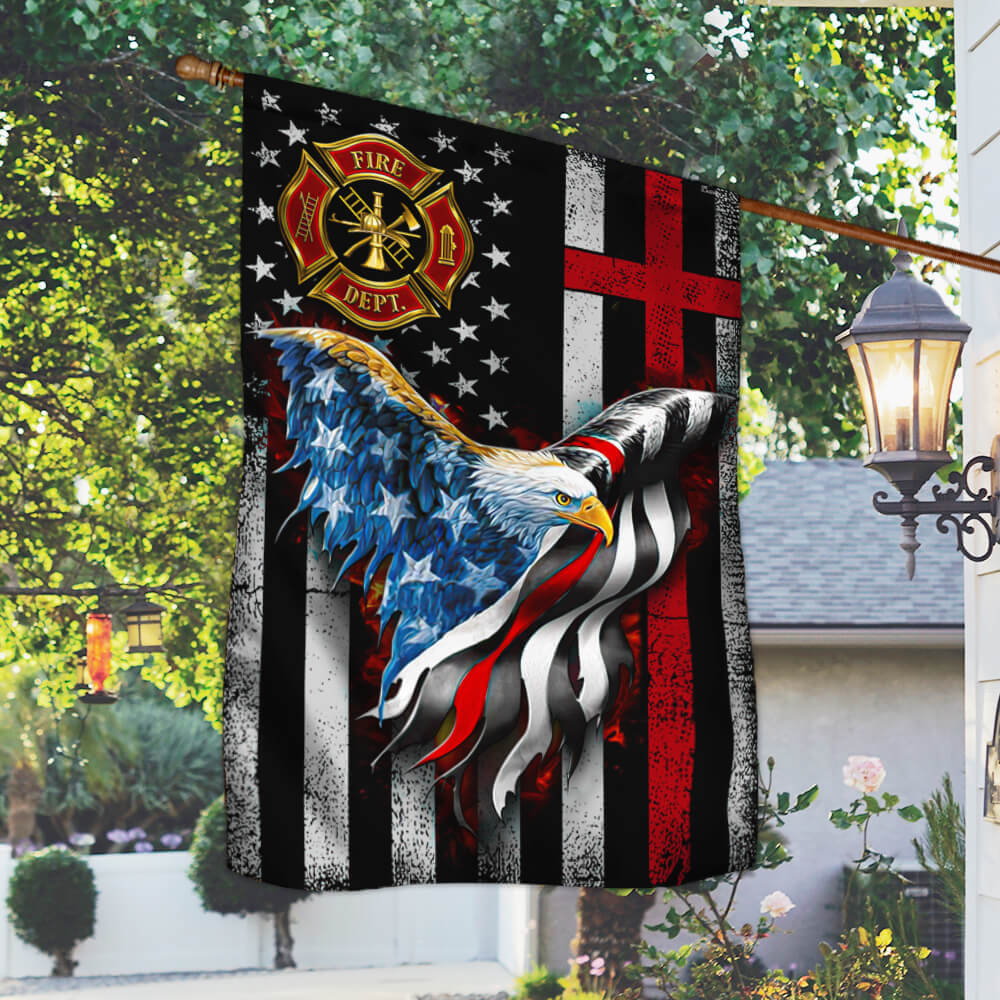 Firefighter, Christian Cross, American Eagle US Flag