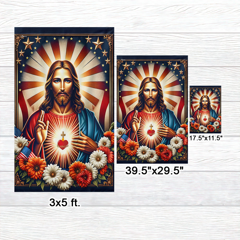 FLAGWIX Sacred Heart of Jesus Religious American Flag
