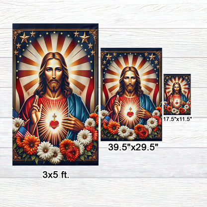 FLAGWIX Sacred Heart of Jesus Religious American Flag