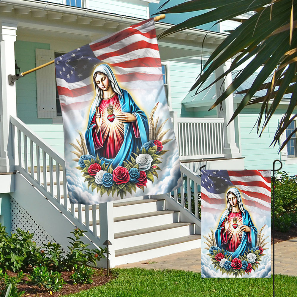 FLAGWIX The Immaculate Heart of Mary American Flag
